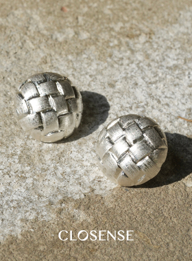 CLOSENSE『茧』系列原创手作编织圆耳饰 简约日常设计感镀银耳夹