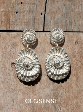 CLOSENSE『远古印记』系列原创螺化石纹理耳饰艺术穿搭无耳洞耳夹