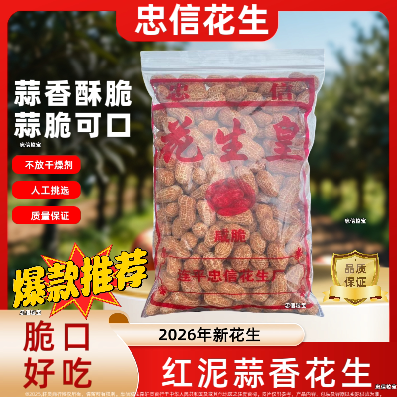 广东河源忠信花生水煮原味花生晒干农家红泥花生袋装带壳蒜香新鲜