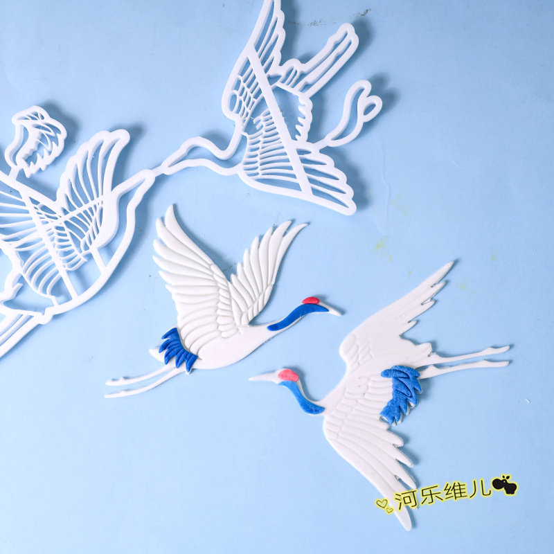 仙鹤飞鹤中式切模  祝寿生日翻糖蛋糕烘焙印花模具