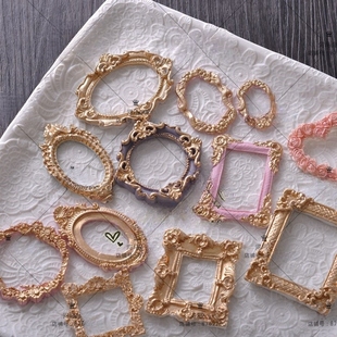 翻糖模具镜框复古边框浮雕相框模具 镂空浮雕边框翻糖硅胶模具B01