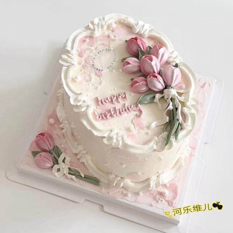 河乐维儿 2025年新款刮刀花郁金香 叶子翻糖巧克力模具