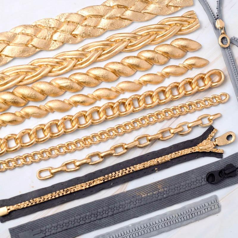 翻糖包包链子金属链条拉链包扣麻绳麻花围边高跟鞋配件硅胶模具