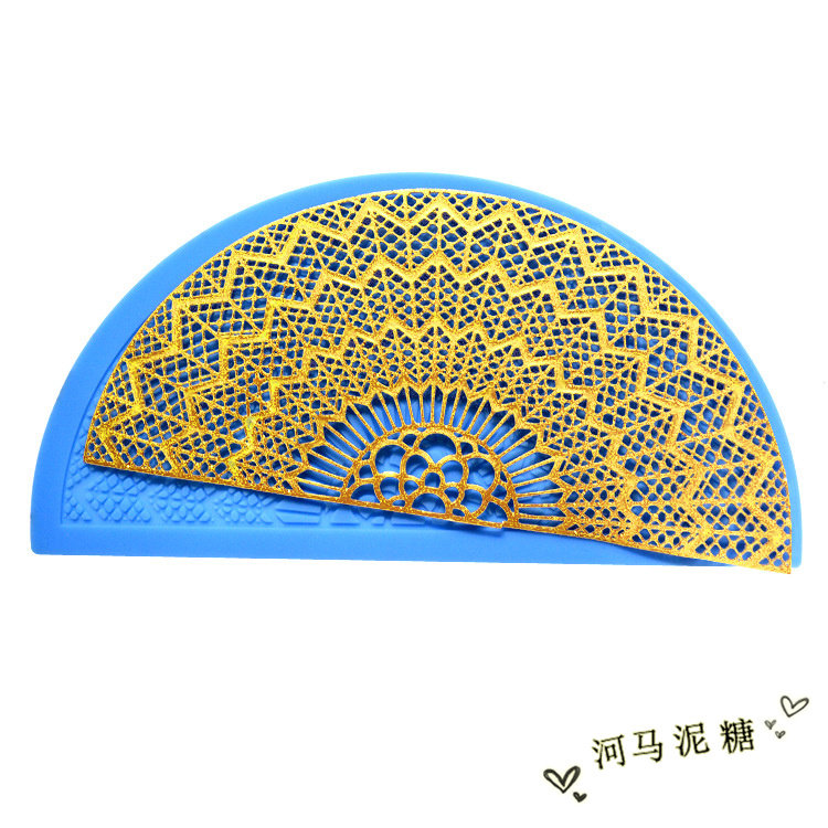 翻糖蕾丝垫  扇形纹理蕾丝花纹镂空硅胶花边蛋糕围边装饰模具