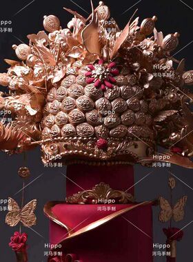 翻糖硅胶模具中式凤冠模具欧式纽扣花蕊 巧克力模具B93-B94