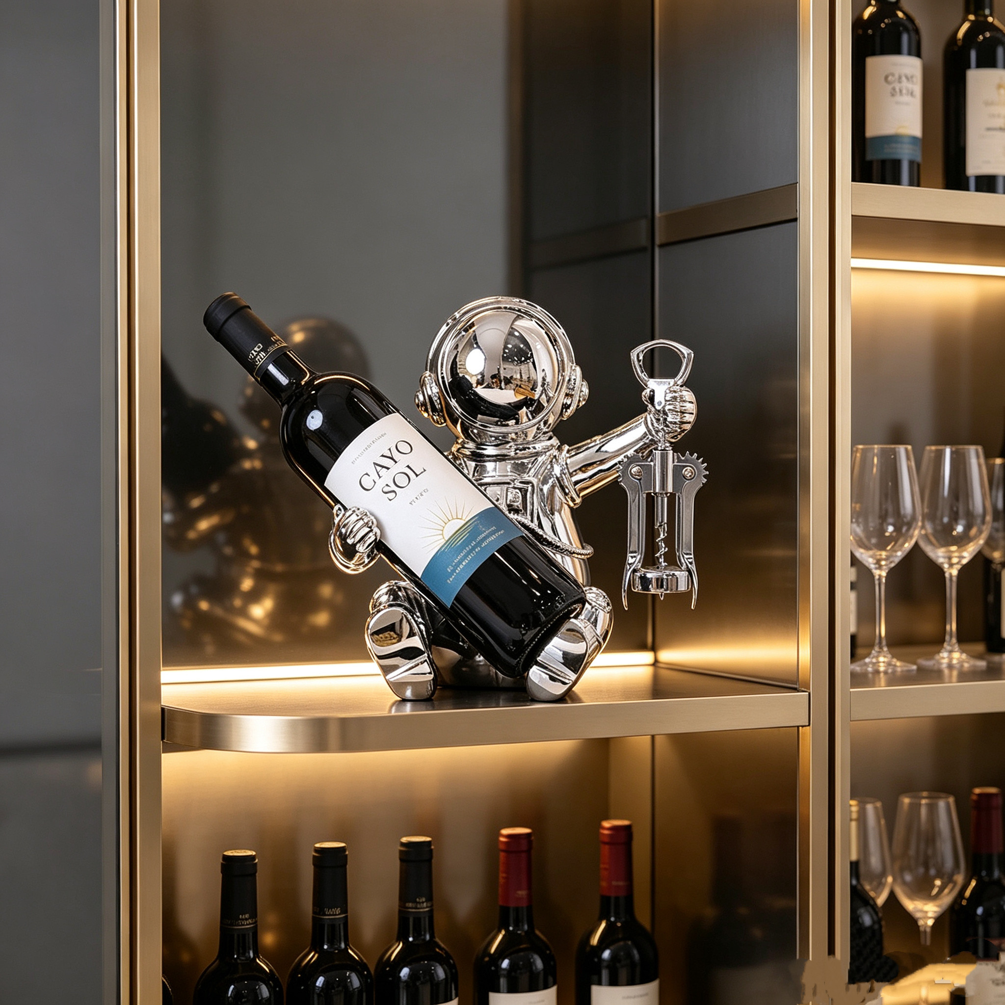 宇航员太空人红酒架托酒吧台酒柜装饰品摆件轻奢送男友乔迁礼物