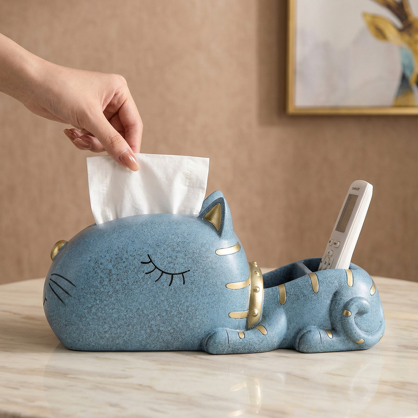 躺平猫收纳纸巾盒创意茶几抽纸盒现代轻奢客厅放遥控器收纳装饰品,家居饰品,装饰纸巾盒,淘宝优惠券,粉丝福利购,淘宝优惠卷