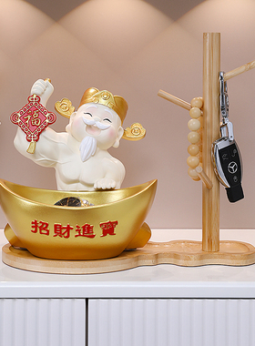 玄关放钥匙收纳摆件肌肉财神爷鞋柜装饰品入户门口收纳架置物架