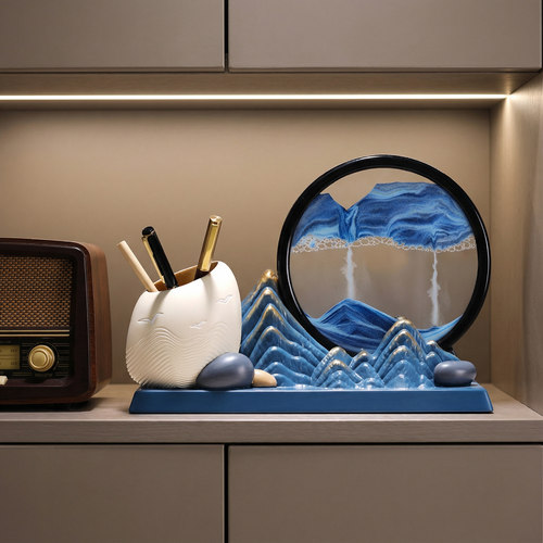【教师节礼物】流沙画笔筒沙漏摆件书房办公室桌面解压生日小礼品