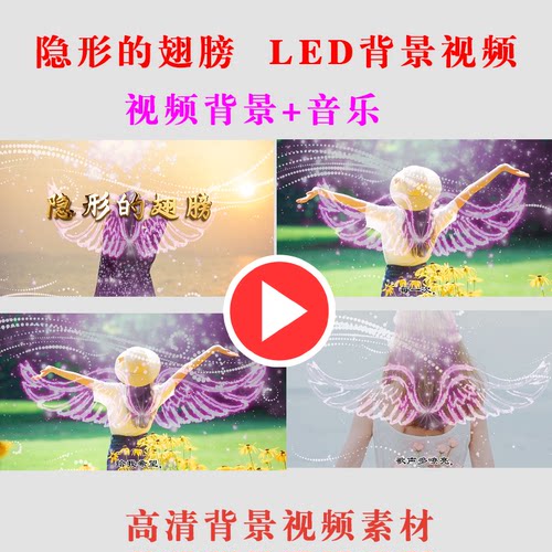 隐形的翅膀 学生演出年会表演节目动态LED大屏幕背景视频素材B148