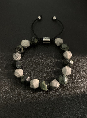 新款墨绿玛瑙手链天然石不掉色哦