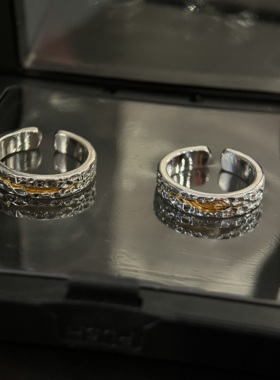 黄金瞳复古戒指男生小众设计嘻哈男士可调节指环女单身食指戒新款