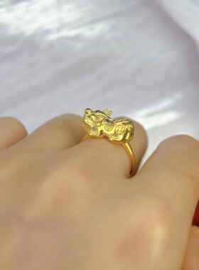 【男士戒指】貔貅财运戒指男士镀黄金戒指 开口可调大小 不挑手指