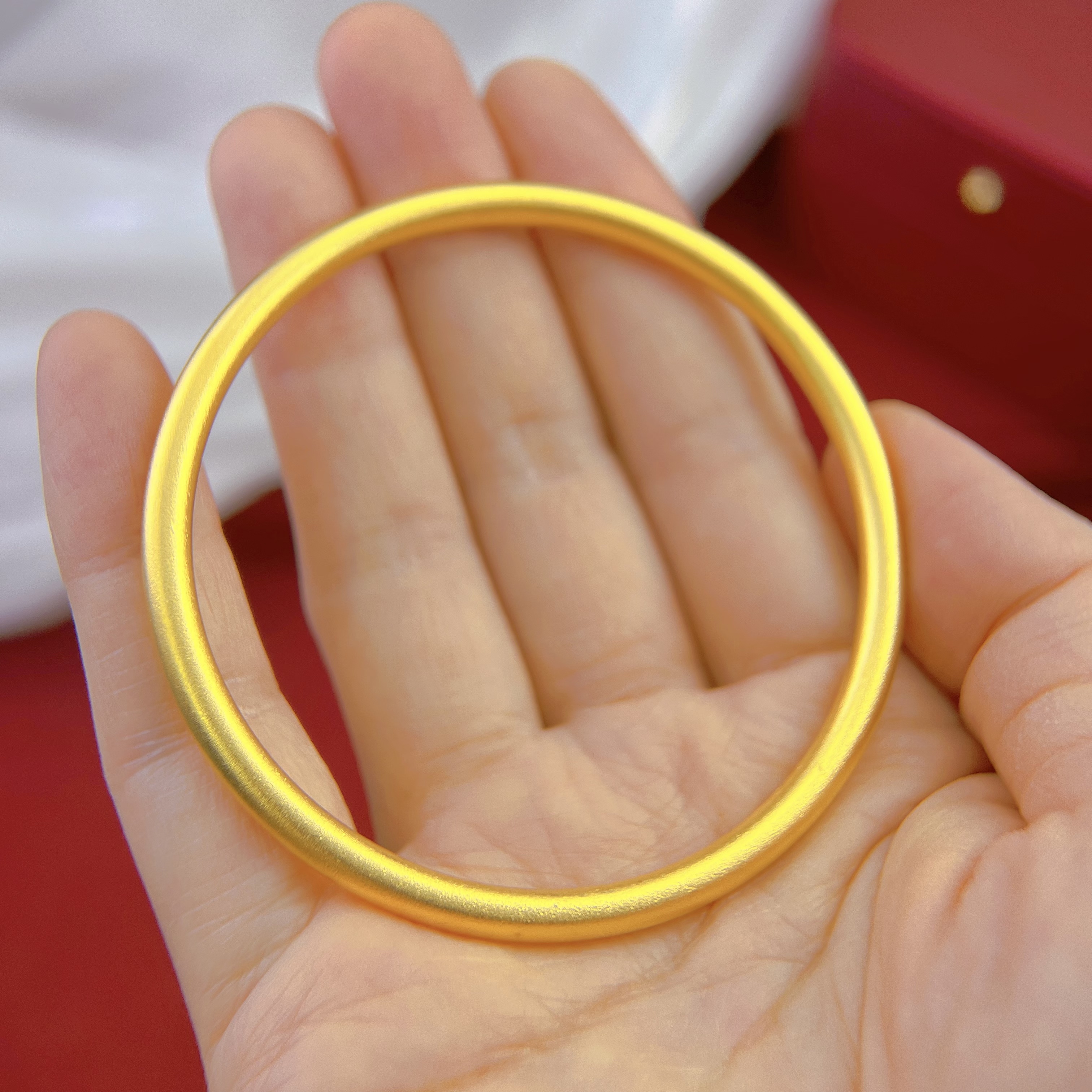 【女士手镯】镀金手镯女款国风手饰24k黄金色古法手镯仿真 圈口58