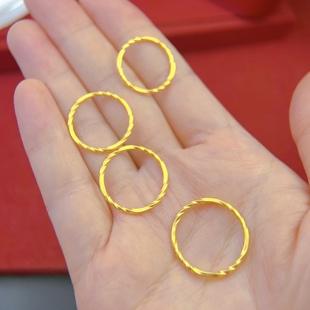 【戒指港码11、14、16、18】细款戒指镀24k黄金色指环男女 特价！