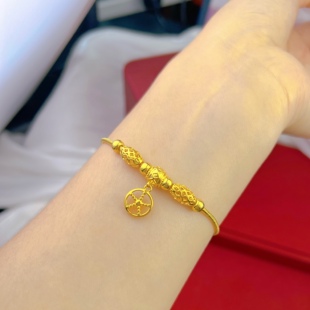 【女士手链】2025新款 国风串珠镀24k黄金色手链女款抽拉可调大小