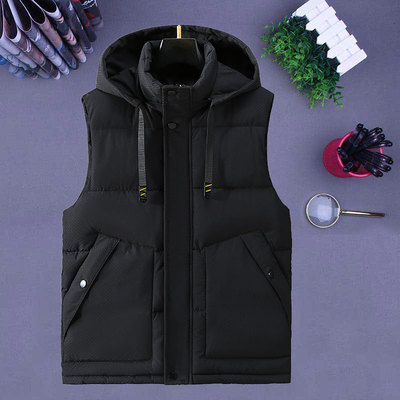 羽绒棉马甲冬季加厚连帽无袖棉衣