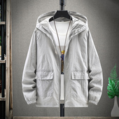 男纯色休闲皮肤衣春夏冰丝薄款 户外防晒服加肥加大码 宽松透气外套