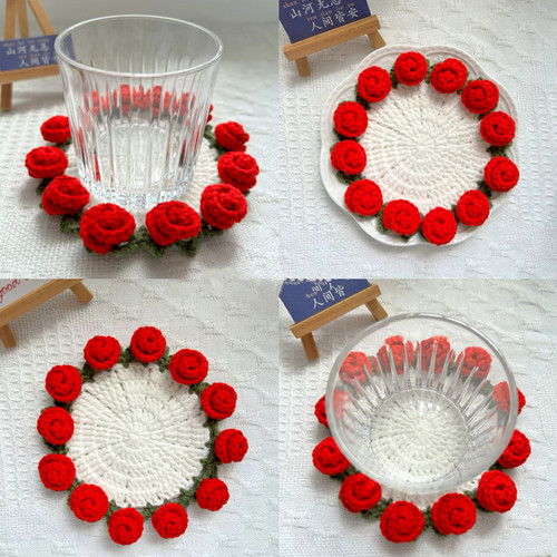 迷你玫瑰花杯垫手作材料包