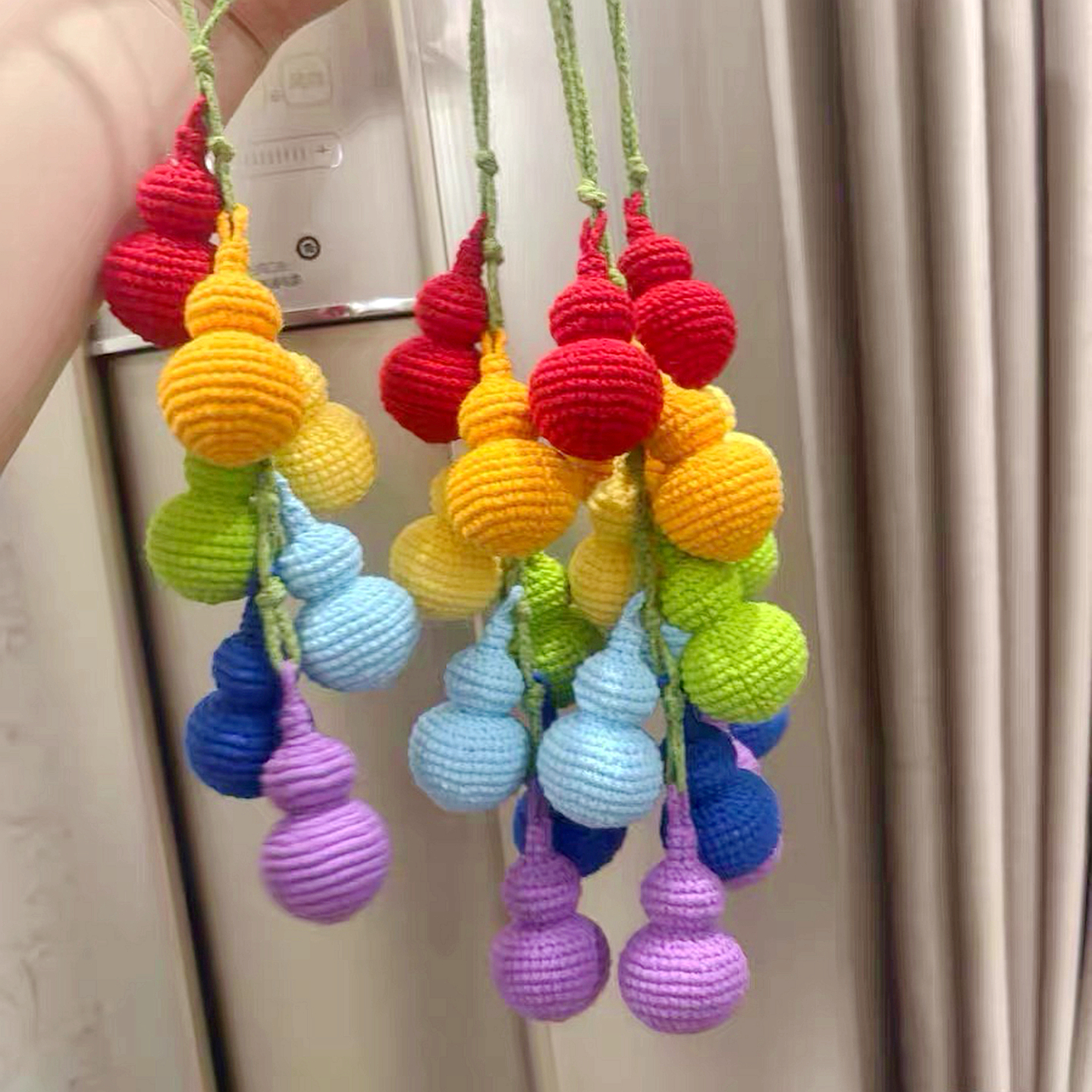 DIY钩织七彩葫芦挂件礼物