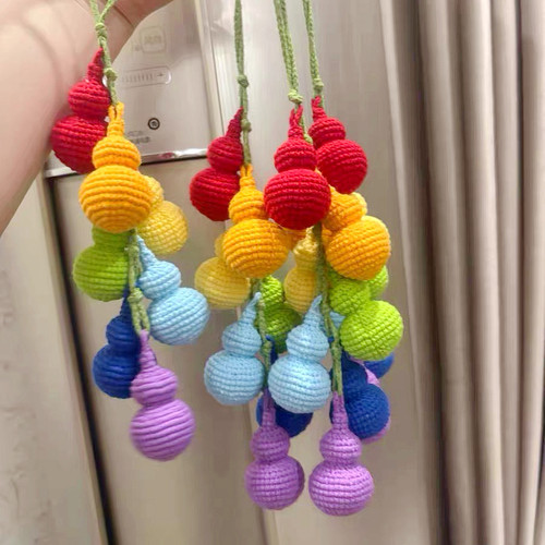 DIY钩织七彩葫芦挂件礼物