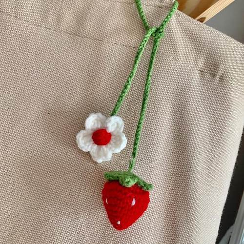 DIY手工草莓书签挂件编织材料包