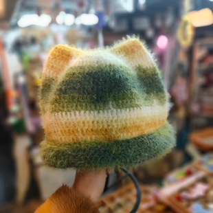 雪宝线diy手工猫耳帽子毛线编织材料包羊毛宝宝帽钩针圣诞节礼物