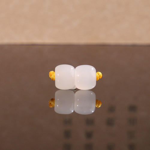 正品和田玉白玉直散珠老型珠7.9*6.5mm 535号俄料白玉手串diy配件
