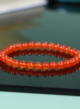 一抹红 高品质南红保山南红保山冰红手串 满荧光感的珠宝级手链