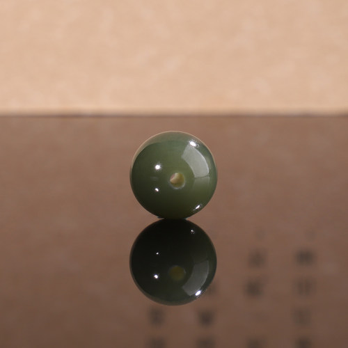 天然和田玉青玉 沙枣青圆珠12.1mm 475号精品散珠单珠DIY配饰