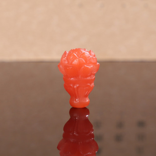 正品天然保山南红佛头三通 548号 莲花三通雕刻 佛珠手链配饰珠