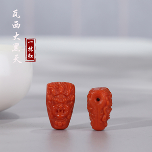 天然川料瓦西南红大黑天一体三通佛头毕业级满色满肉文玩手串配饰