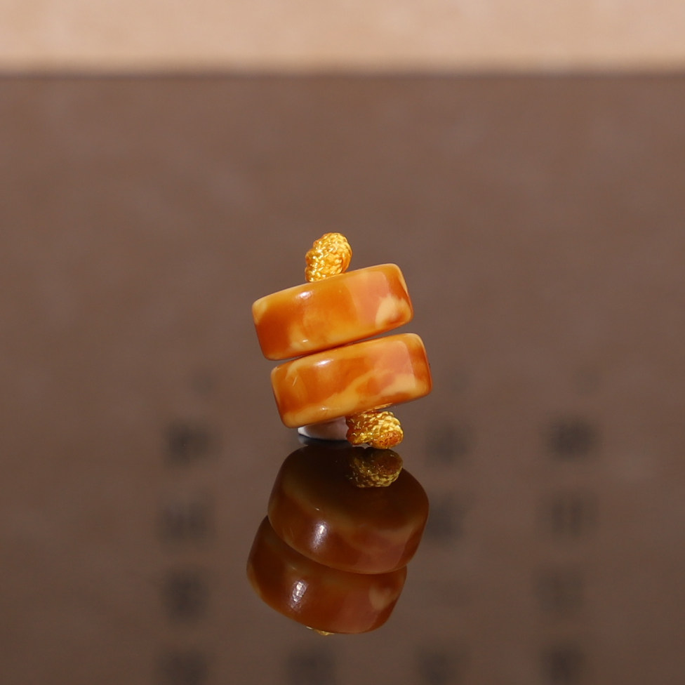 俄料老蜜蜡古董蜜蜡直切隔片对珠 8.1*3.6mm 精品垫片手链配珠G12