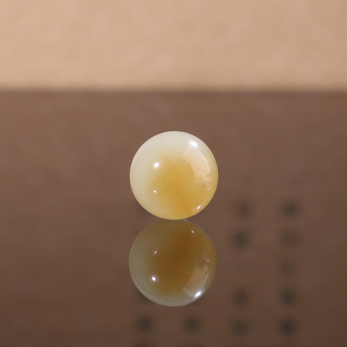 正品新疆和田玉糖白料圆珠12mm 438号 且末糖 羊脂玉 浅糖色配饰