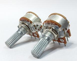 A100K台湾进口A104双联带步进式 音响功放音量电位器6脚花柄20mm