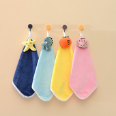 擦手巾珊瑚绒加厚挂巾可挂式 厨房抹布卡通可爱洗手巾儿童加厚挂式