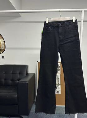 2025新款女装黑色高腰百搭显瘦微喇黑牛仔长裤