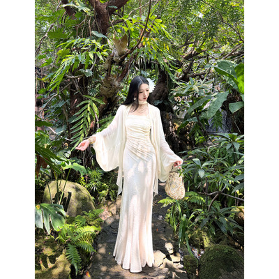 山野逸梦新中式显瘦吊带连衣裙