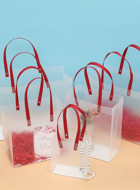 新款红色手提磨砂袋结婚喜糖包装袋伴手礼品袋毕业礼物礼品手拎袋