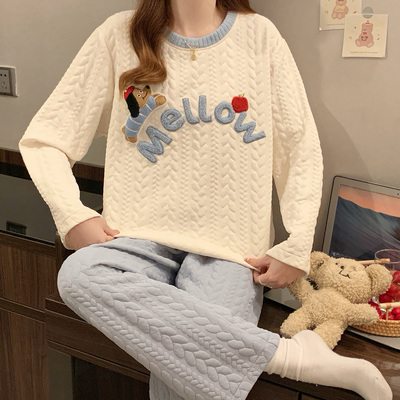 睡衣女秋冬款纯棉长袖套装