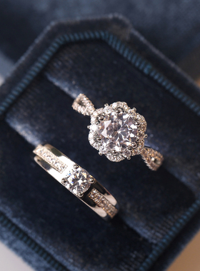情侣锆石镶嵌开口可调节大小