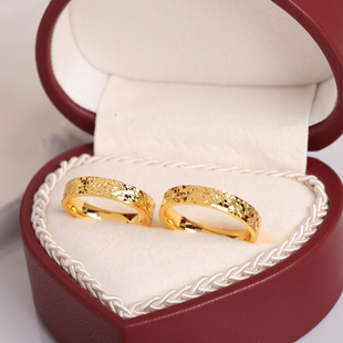 爆闪碎碎冰戒指金店同款仿真黄金沙金首饰男女同款结婚道具送女友