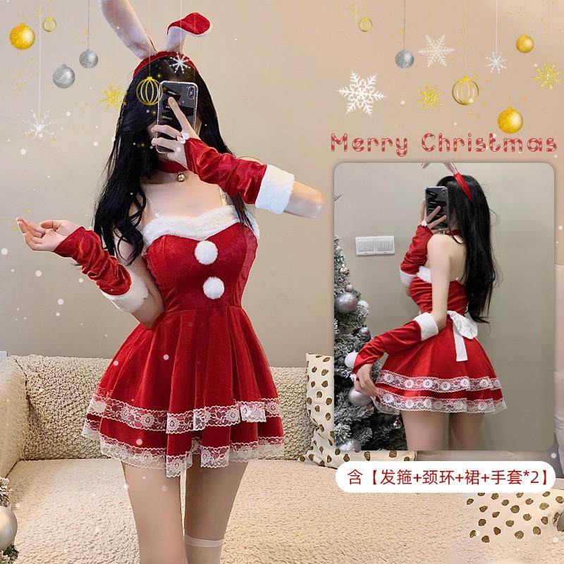 圣诞服性感连衣裙 万圣节cosplay兔女郎网红主播款圣诞节红色