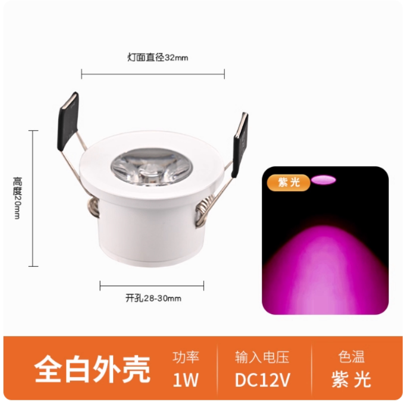 迷你超薄led小射灯1w嵌入式小孔3cm开孔吊顶走廊会所酒柜家用220v