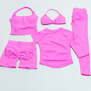 Impact Sports鲜花粉无缝短袖短裤长裤文胸健身透气弹力瑜伽套装