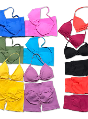 短裤挂脖小文胸瑜伽套装高弹超细消光美背背心Impact Sports Sets