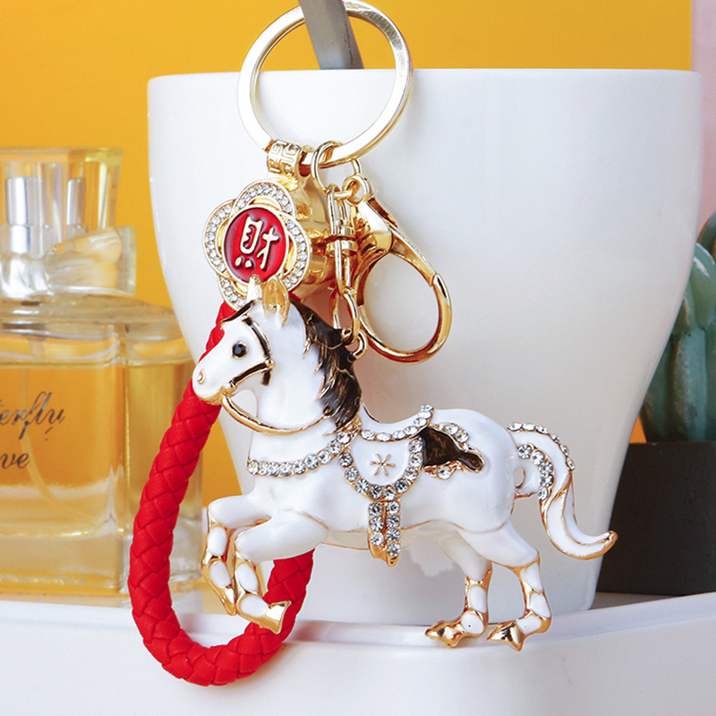 镶钻生肖小马汽车钥匙扣包挂件链