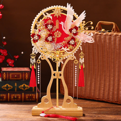 奢制婚扇中式团扇新娘结婚diy材料包高级闺蜜新婚礼物秀禾服喜扇