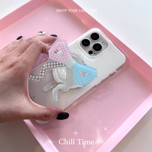 ChillTime原创奶油蝴蝶结少女心白色双层磨砂磁吸小众苹果iphone15 14pro 15promax手机壳适用于苹果13pro