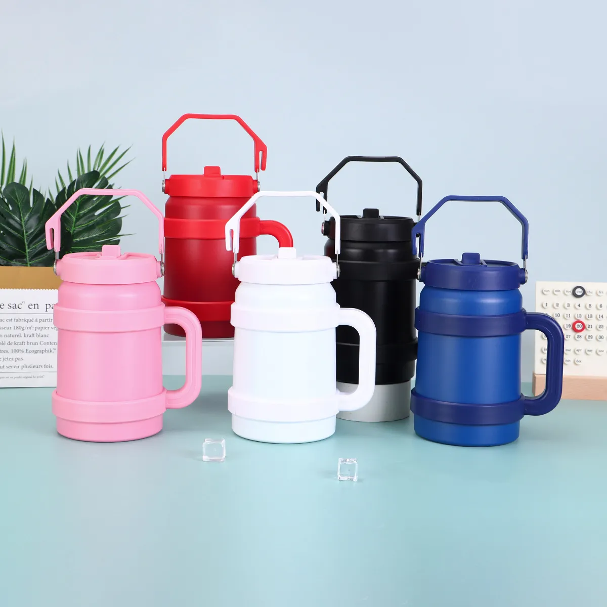 304不锈钢双层保温杯巨无霸带手柄吨吨桶便携手提酒桶杯套装